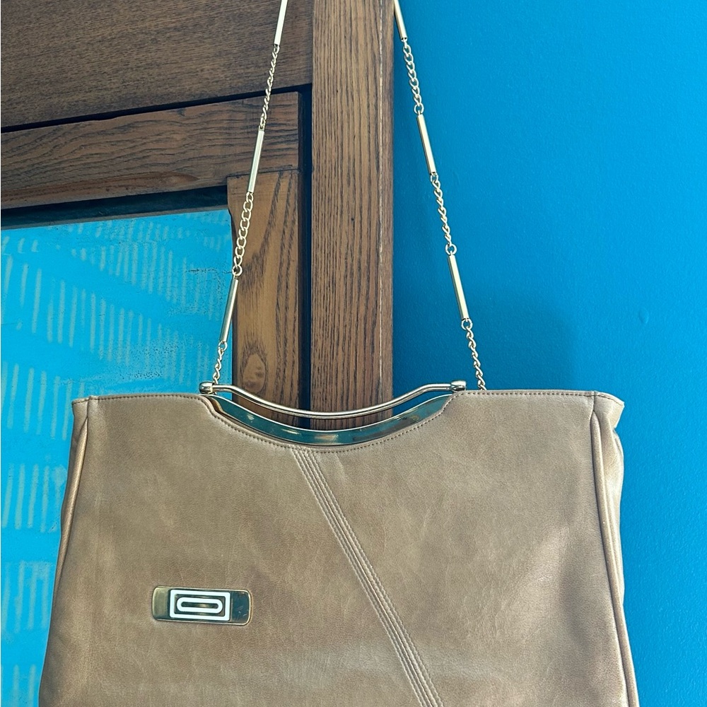 Elegant Tan Clutch or Shoulder Bag